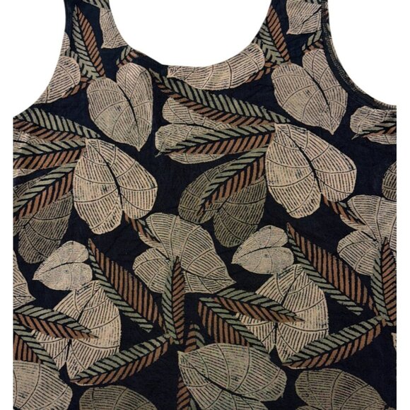 Vintage Chicos Leaf Print Sleeveless Tank 2 piece Top & Pants Set Size L - Picture 6 of 12